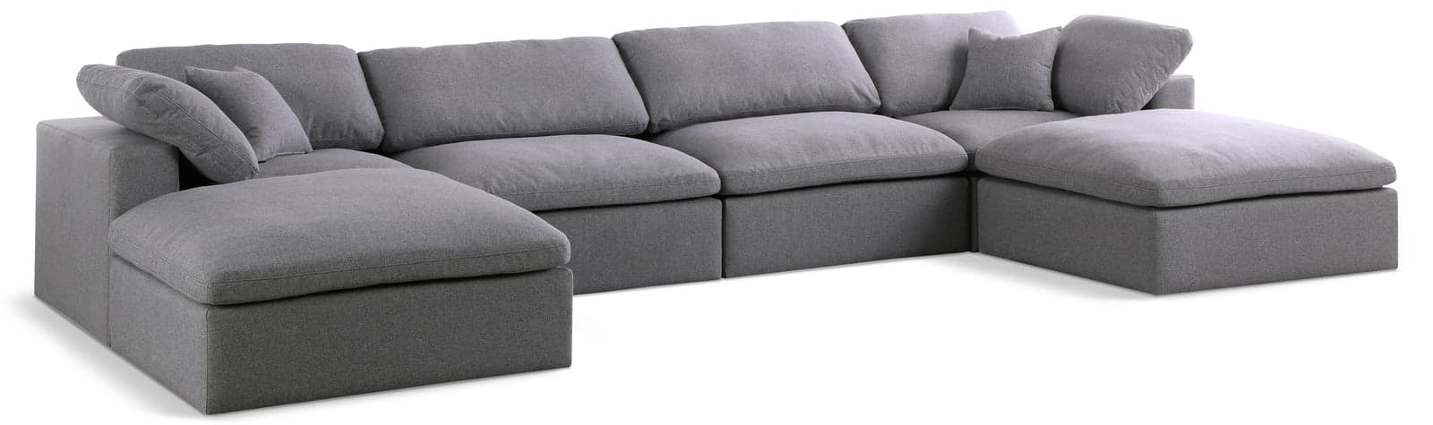 Camden 158" Grey Linen Textured Fabric Upholstered Deluxe Comfort Sectional, 6-Piece (Style 2) — Vista 1 (1/3)