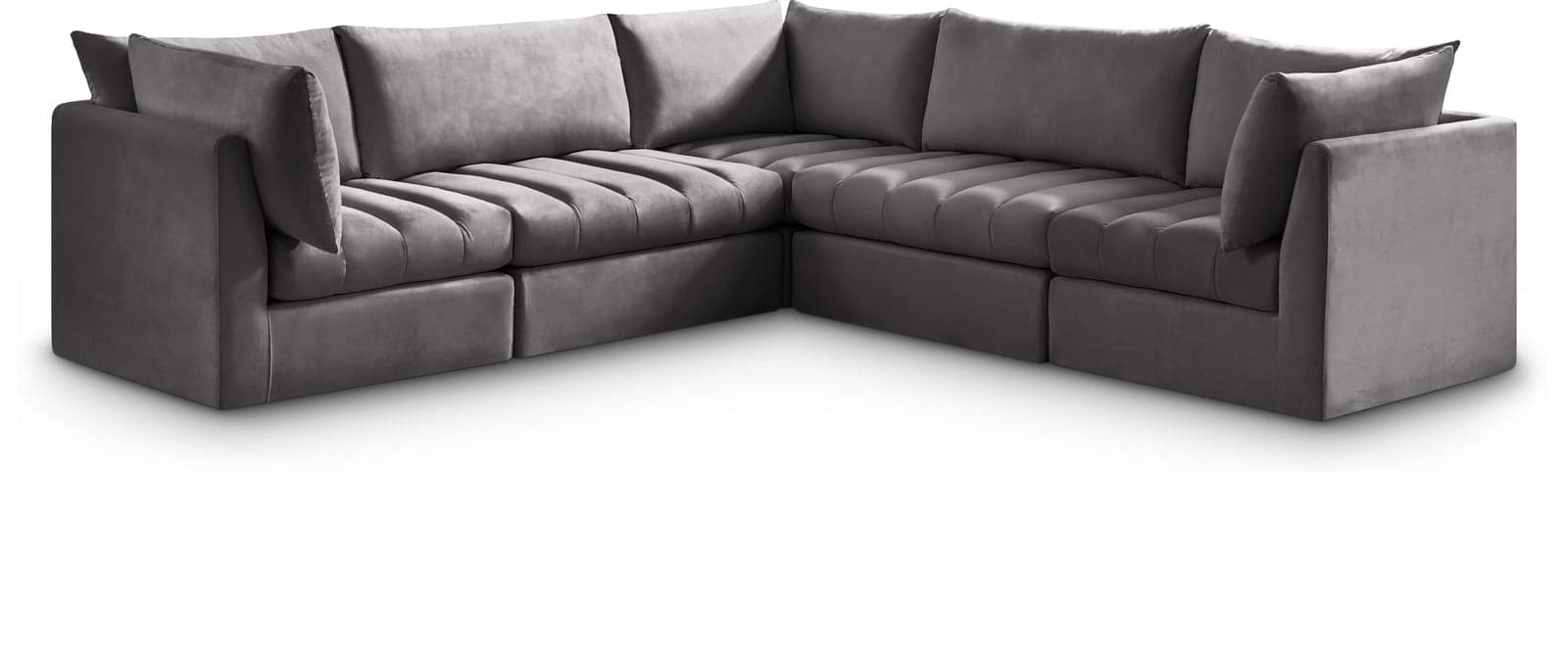 Rowan 103" Grey Velvet Upholstered Sectional, 5-Piece — View 1 (1/3)