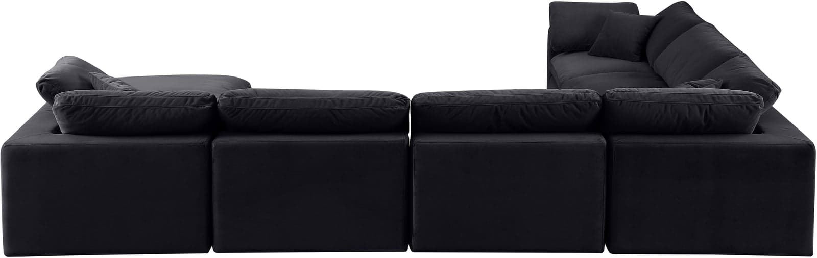 Farrah 158" Black Velvet Upholstered Sectional, 7-Piece — Vista 1 (1/3)
