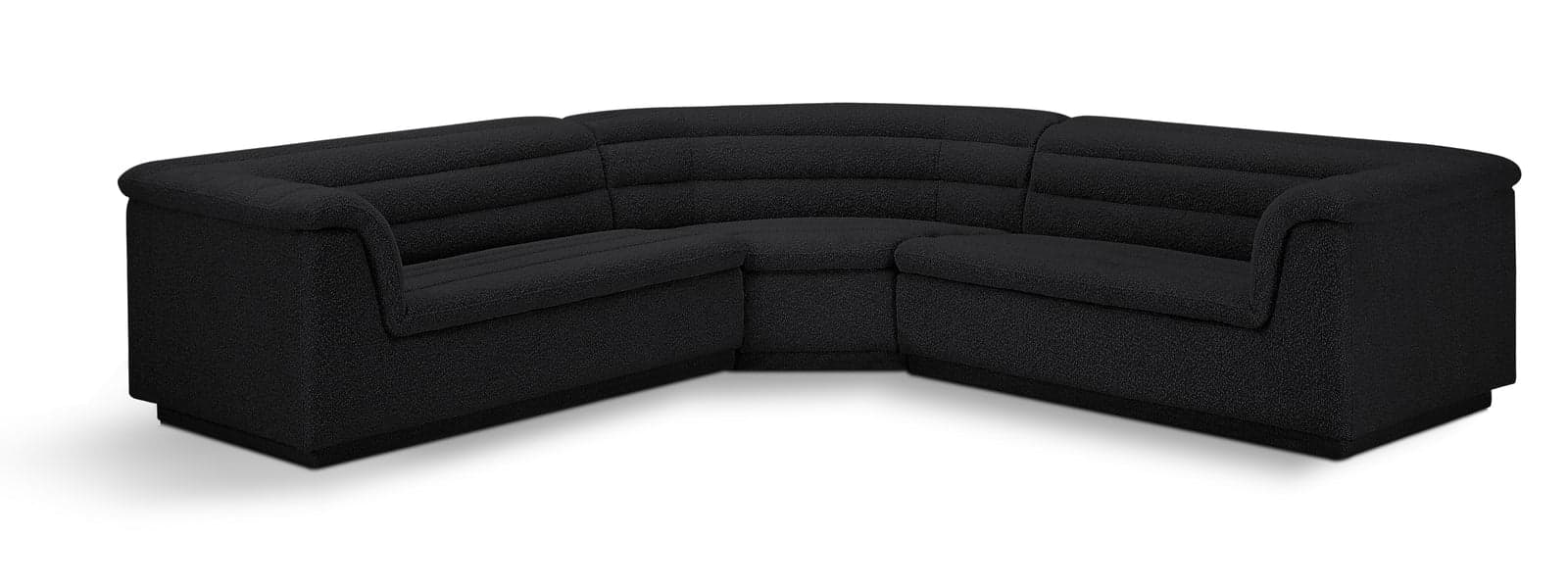 Faye 148" Black Boucle Fabric Upholstered Sectional, 3-Piece — View 1 (1/3)