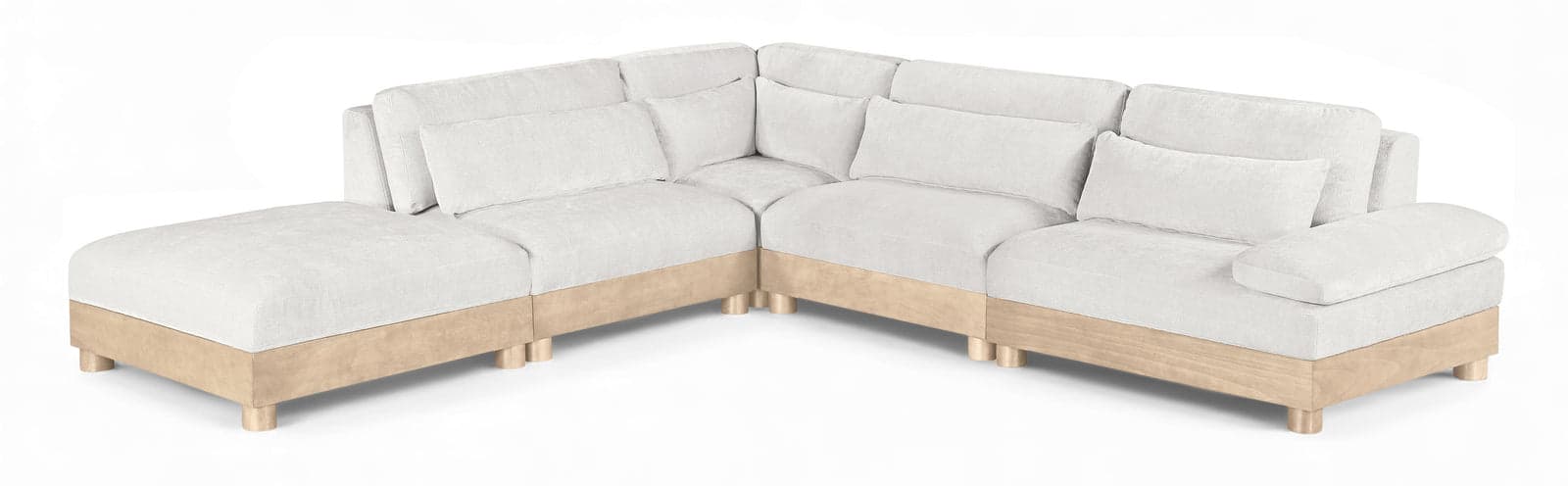 Kira 127.75" Cream Chenille Fabric Upholstered Modular Sectional, 5-Piece (Style 2) — Vista 1 (1/3)