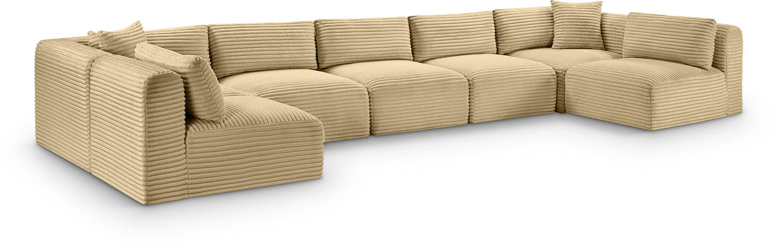 Faye 171" Camel Corduroy Performance Fabric Upholstered Sectional, 7-Piece — View 1 (1/3)