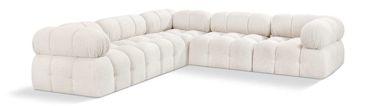 Darcy 102" Cream Boucle Fabric Upholstered Sectional, 5-Piece (Style 2) — View 1 (1/3)