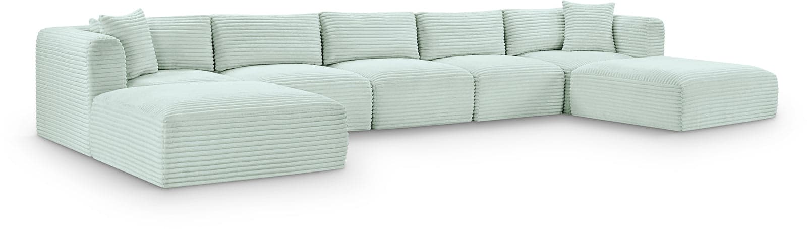 Faye 171" Mint Corduroy Performance Fabric Upholstered Sectional, 7-Piece (Style 2) — View 1 (1/3)