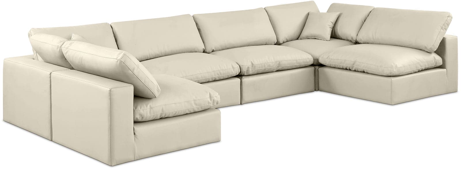 Farrah 158" Cream Vegan Leather Upholstered Sectional, 6-Piece (Style 3) — Vista 1 (1/3)