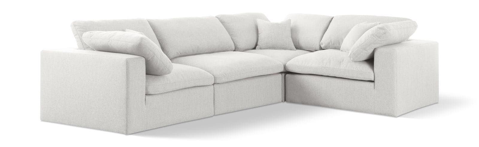 Camden 119" Cream Linen Textured Fabric Upholstered Deluxe Comfort Sectional, 4-Piece (Style 3) — Vista 1 (1/3)