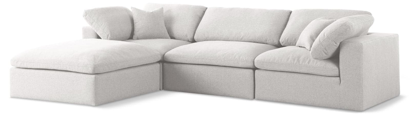 Camden 119" Cream Linen Textured Fabric Upholstered Deluxe Comfort Sectional, 4-Piece — Vista 1 (1/3)