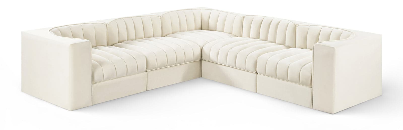 Talia Cream Velvet Performance Fabric Upholstered Sectional, 5-Piece (Style 2) — Vista 1 (1/3)