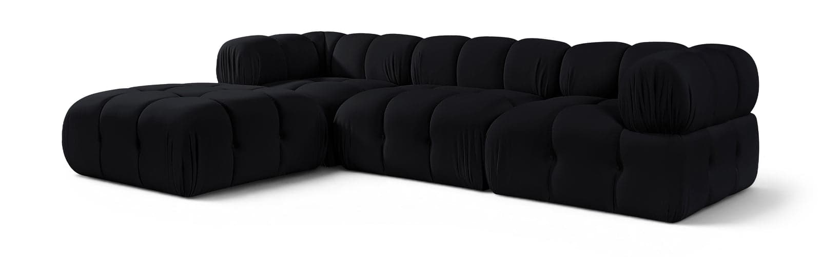 Camden Black Velvet Performance Fabric Upholstered Sectional, 4-Piece (Style 2) — Vista 1 (1/3)
