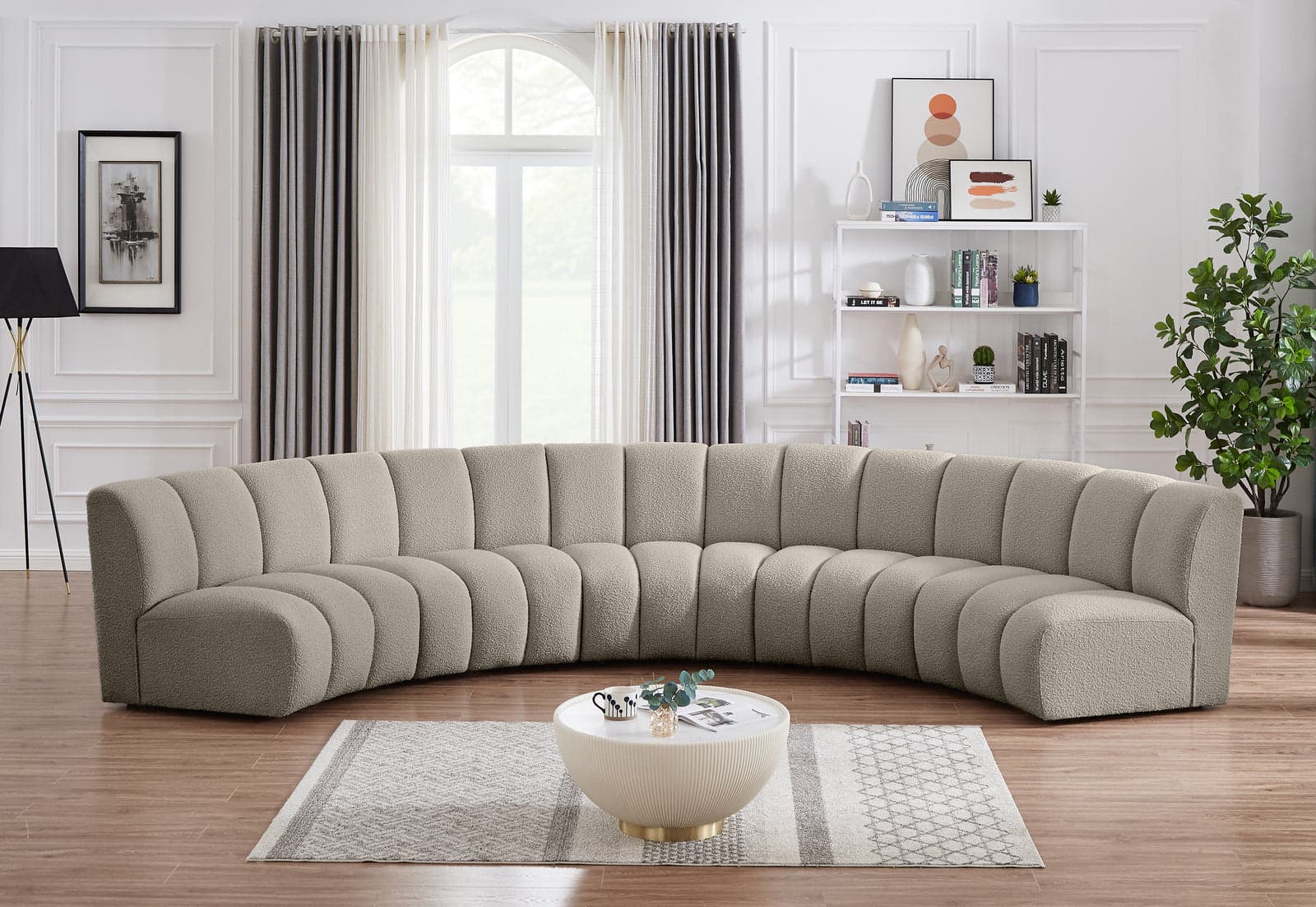Isolde 167" Brown Boucle Fabric Upholstered Sectional, 5-Piece — Vista 1 (1/3)