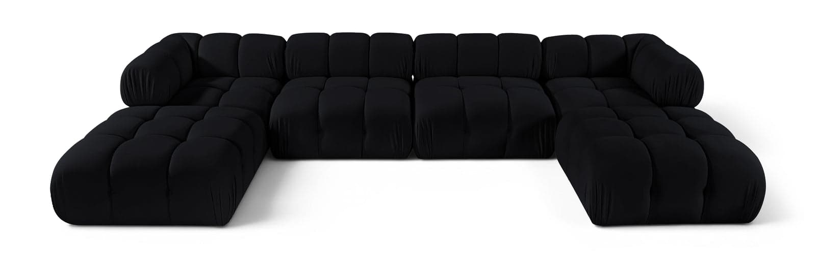 Camden Black Velvet Performance Fabric Upholstered Sectional, 6-Piece (Style 4) — View 1 (1/3)