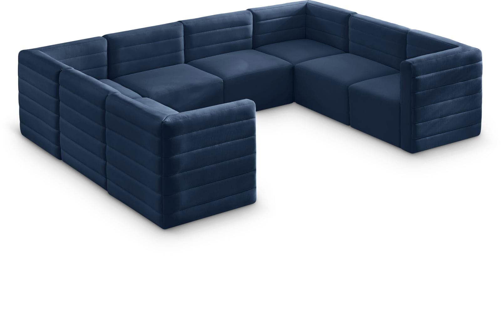 Opal 126" Navy Velvet Upholstered Comfort Sectional, 8-Piece — Vista 1 (1/3)