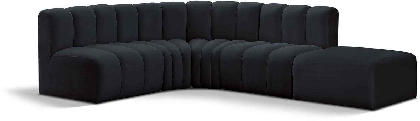 Yara 127" Velvet Upholstered Sectional, 5-Piece — View 1 (1/6)