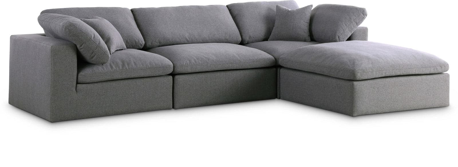 Camden 119" Grey Linen Textured Fabric Upholstered Deluxe Comfort Sectional, 4-Piece — View 1 (1/3)