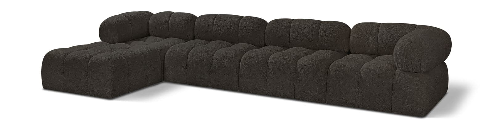 Darcy 136" Brown Boucle Fabric Upholstered Sectional, 5-Piece (Style 2) — Vista 1 (1/3)