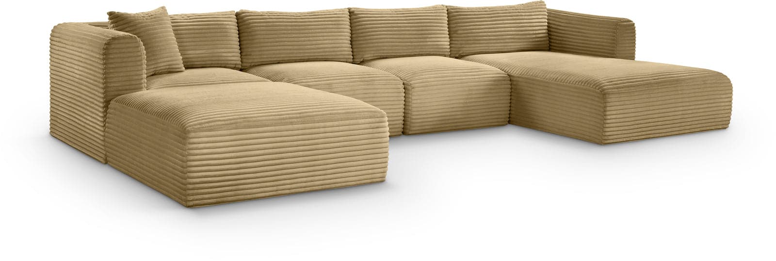 Faye 145" Camel Corduroy Performance Fabric Upholstered Sectional, 5-Piece — Vista 1 (1/3)