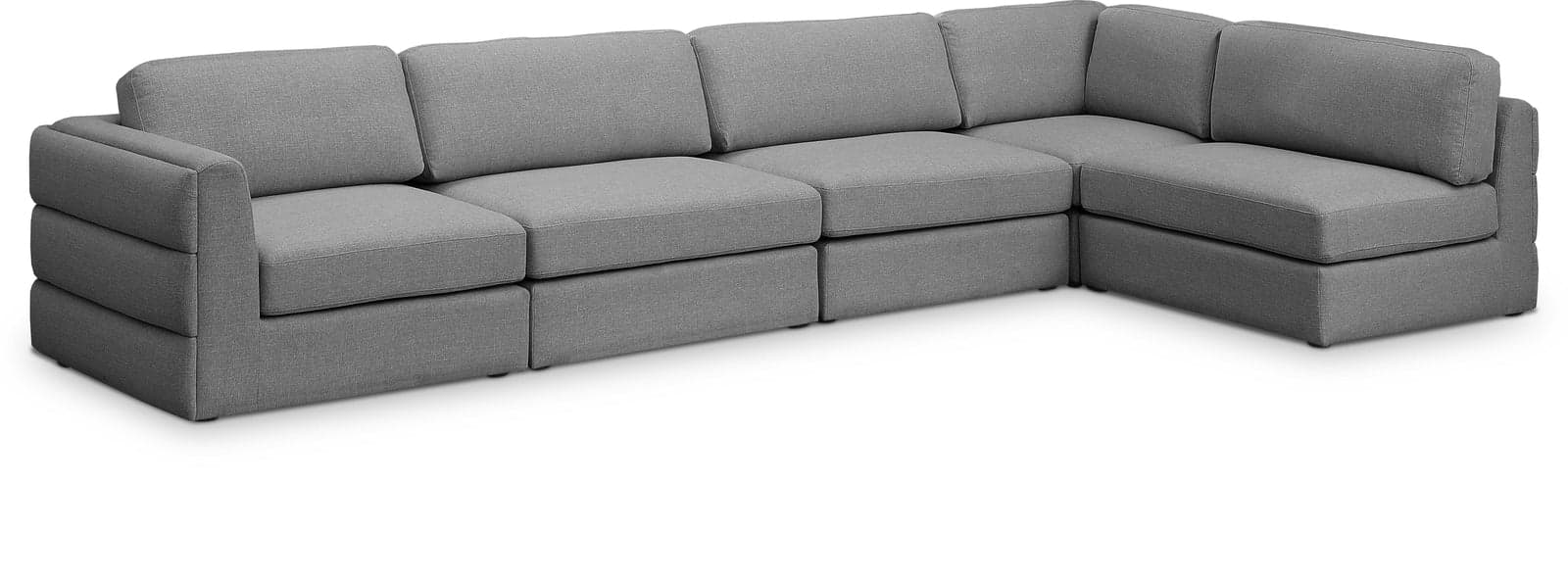 Celeste 152" Grey Linen Textured Fabric Upholstered Sectional, 5-Piece (Style 2) — Vista 1 (1/3)