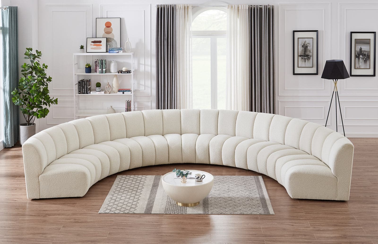Isolde 178" Cream Boucle Fabric Upholstered Sectional, 7-Piece — Vista 1 (1/3)