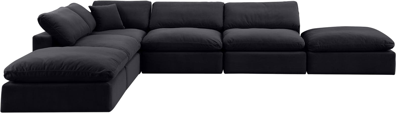 Farrah 157" Black Velvet Upholstered Sectional, 6-Piece — Vista 1 (1/3)