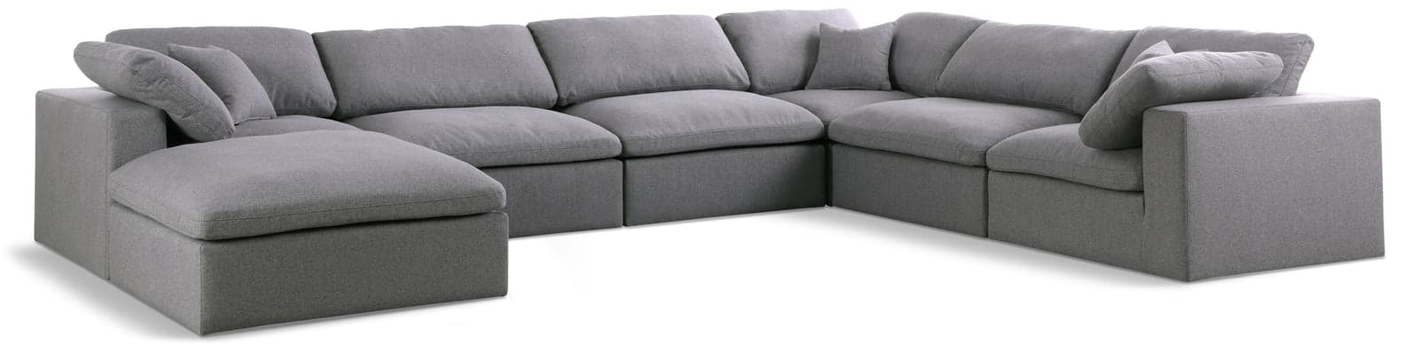 Camden 158" Grey Linen Textured Fabric Upholstered Deluxe Comfort Sectional, 7-Piece — View 1 (1/3)