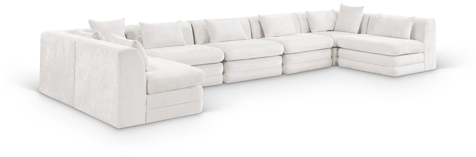 Willow 190" Cream Chenille Fabric Upholstered 7Pc. Sectional, 7-Piece — View 1 (1/3)