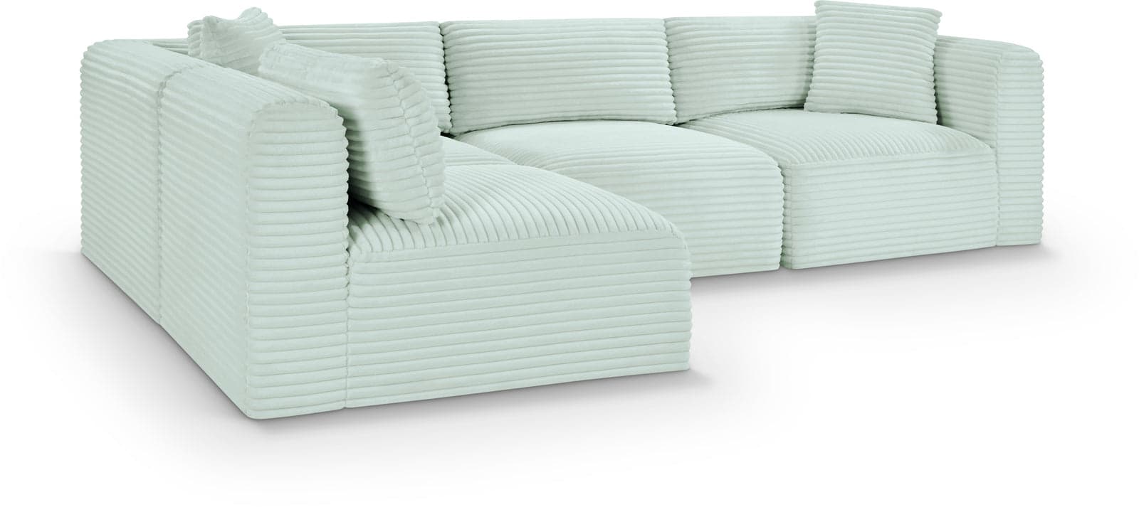 Faye 109" Mint Corduroy Performance Fabric Upholstered Sectional, 4-Piece (Style 2) — Vista 1 (1/3)