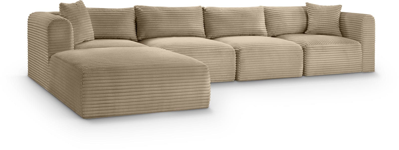 Faye 140" Taupe Corduroy Performance Fabric Upholstered Sectional, 5-Piece — View 1 (1/3)