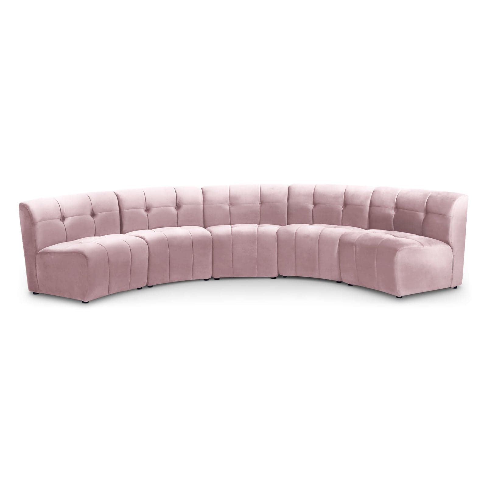 Kira 141.5" Pink Velvet Upholstered Sectional, 5-Piece — Vista 1 (1/3)