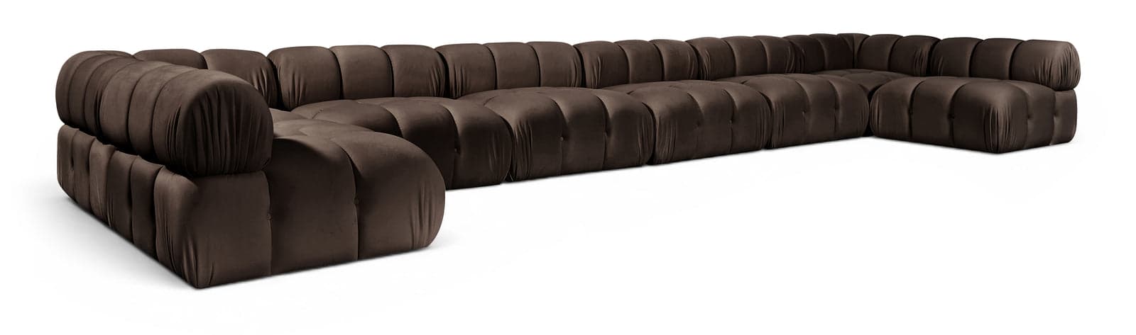 Camden Brown Velvet Performance Fabric Upholstered Sectional, 8-Piece (Style 3) — View 1 (1/3)