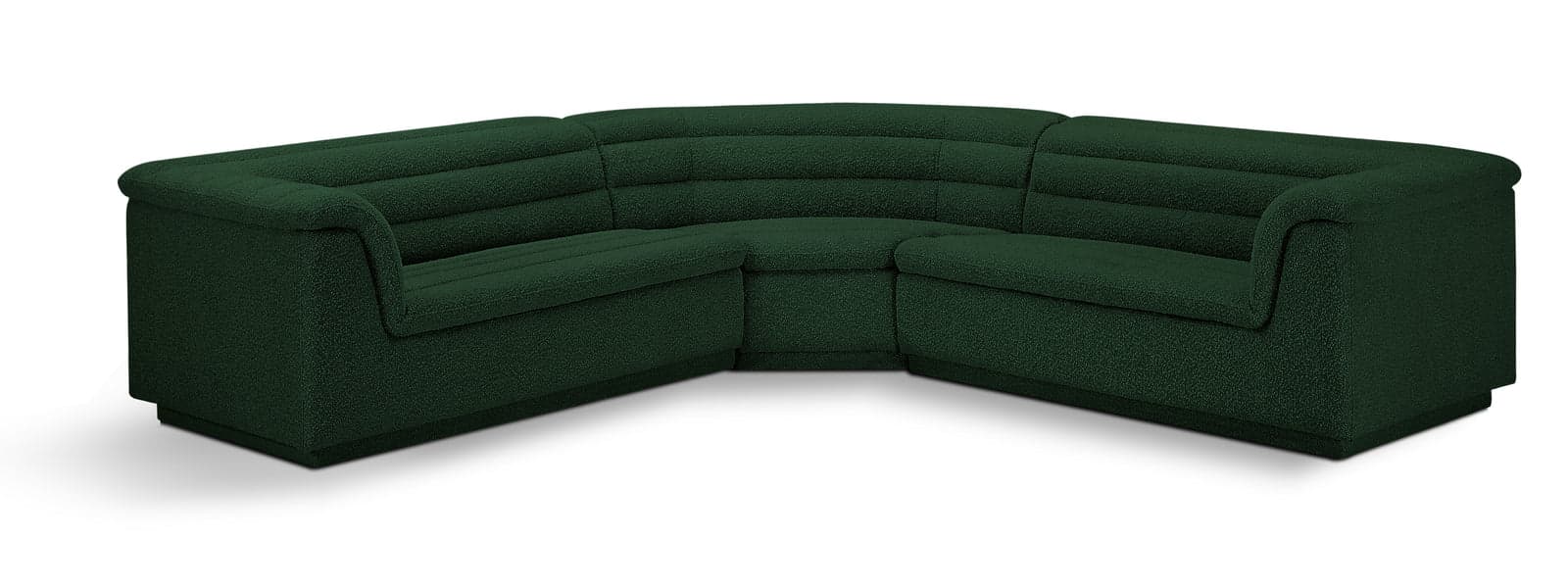 Faye 148" Green Boucle Fabric Upholstered Sectional, 3-Piece — View 1 (1/3)