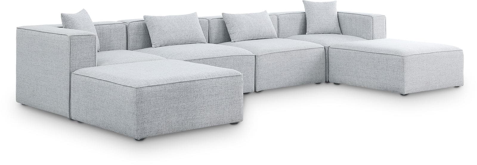 Farrah 144" Grey Fabric Upholstered Sectional, 6-Piece (Style 2) — View 1 (1/3)