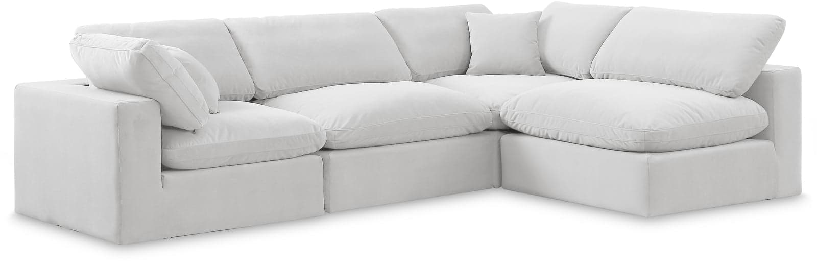 Farrah 119" Cream Velvet Upholstered Sectional, 4-Piece (Style 2) — Vista 1 (1/3)