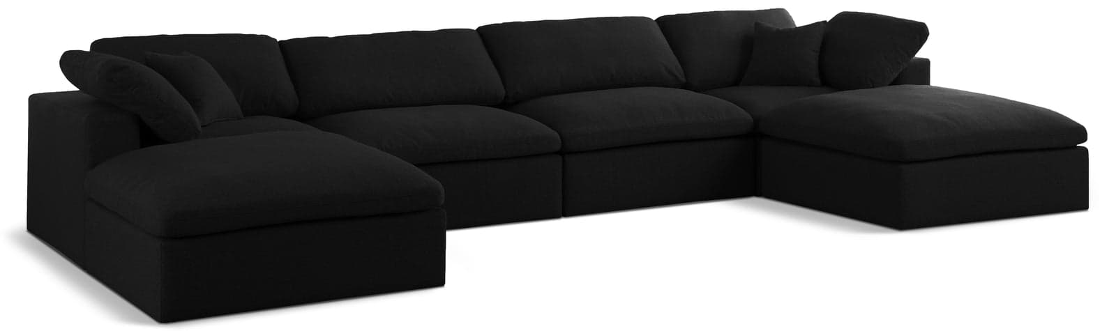 Camden 158" Black Linen Textured Fabric Upholstered Deluxe Comfort Sectional, 6-Piece (Style 2) — View 1 (1/3)