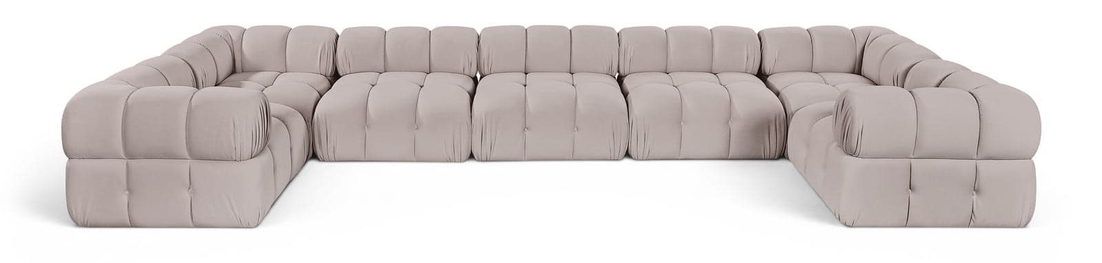 Camden Beige Velvet Performance Fabric Upholstered Sectional, 7-Piece (Style 6) — View 1 (1/3)