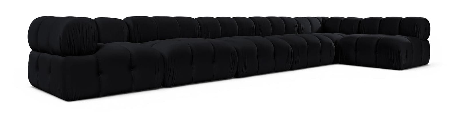 Camden Black Velvet Performance Fabric Upholstered Sectional, 6-Piece (Style 6) — View 1 (1/3)