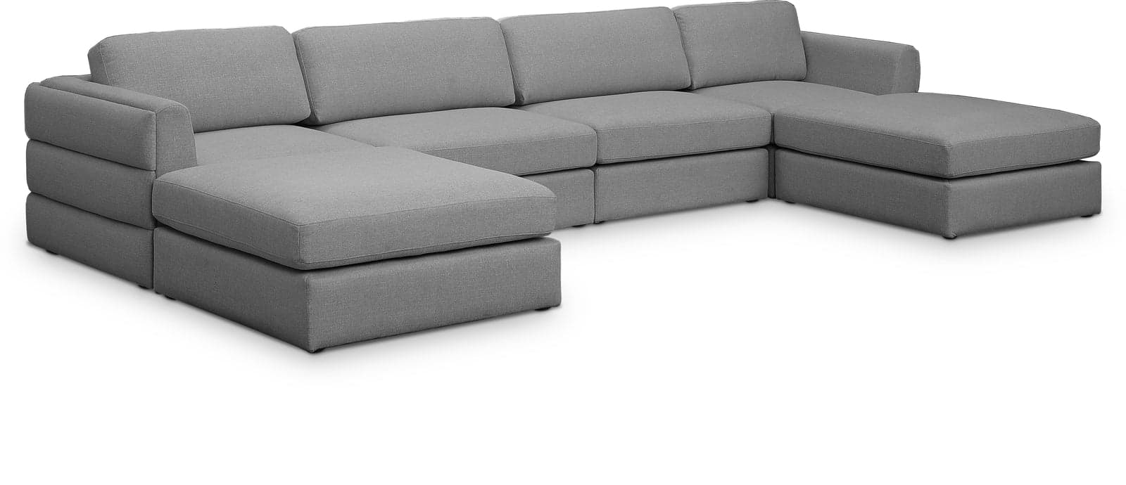 Celeste 152" Grey Linen Textured Fabric Upholstered Sectional, 6-Piece (Style 2) — View 1 (1/3)