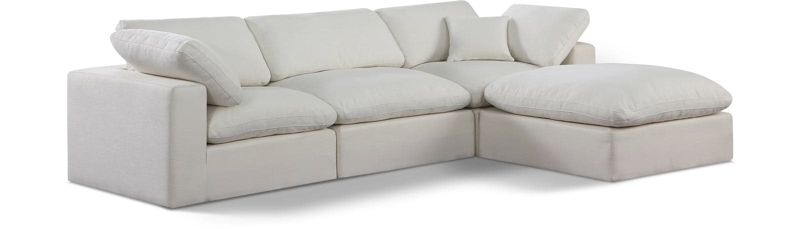 Farrah 119" Cream Linen Textured Fabric Upholstered Sectional, 4-Piece — Vista 1 (1/3)