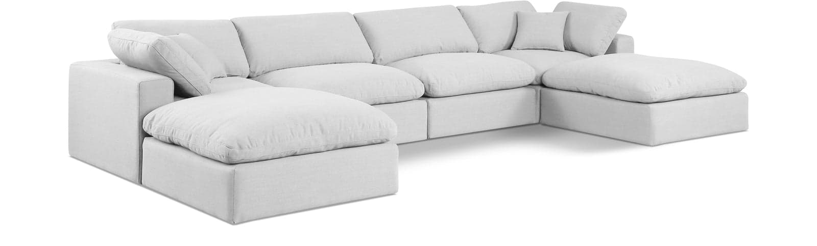 Farrah 158" White Linen Textured Fabric Upholstered Sectional, 6-Piece (Style 2) — Vista 1 (1/3)