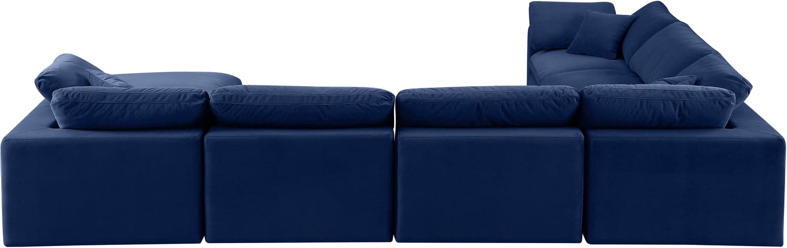 Farrah 158" Navy Velvet Upholstered Sectional, 7-Piece — Vista 1 (1/3)