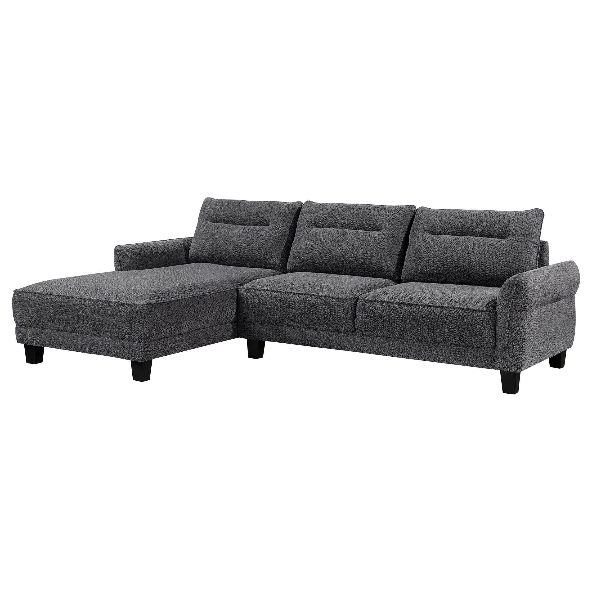 Anna Upholstered Curved Arm Chaise Sectional Sofa GreyGrey — View 1 (1/6)