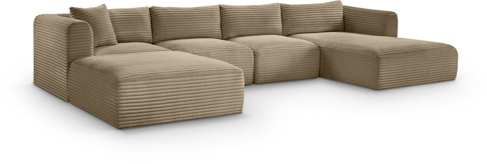 Faye 145" Taupe Corduroy Performance Fabric Upholstered Sectional, 5-Piece — View 1 (1/3)