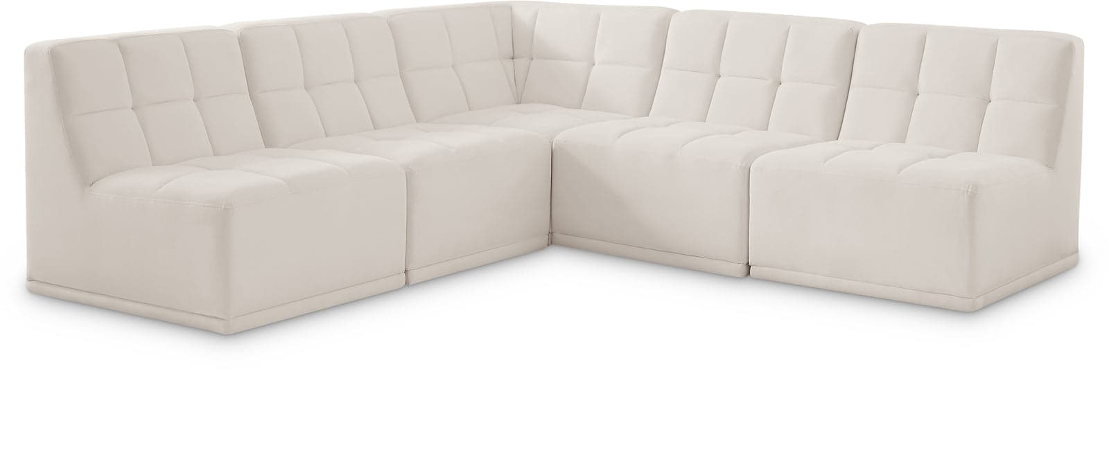 Jolie 94" Cream Velvet Upholstered Sectional, 5-Piece — Vista 1 (1/3)