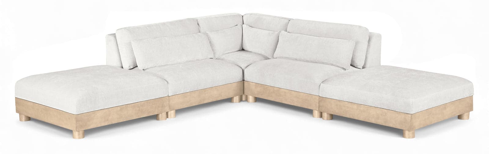 Kira 120" Cream Chenille Fabric Upholstered Modular Sectional, 5-Piece (Style 2) — View 1 (1/3)