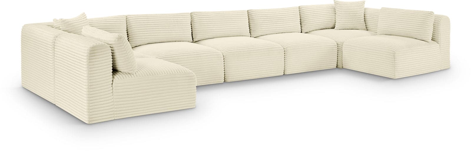 Faye 171" Cream Corduroy Performance Fabric Upholstered Sectional, 7-Piece — View 1 (1/3)