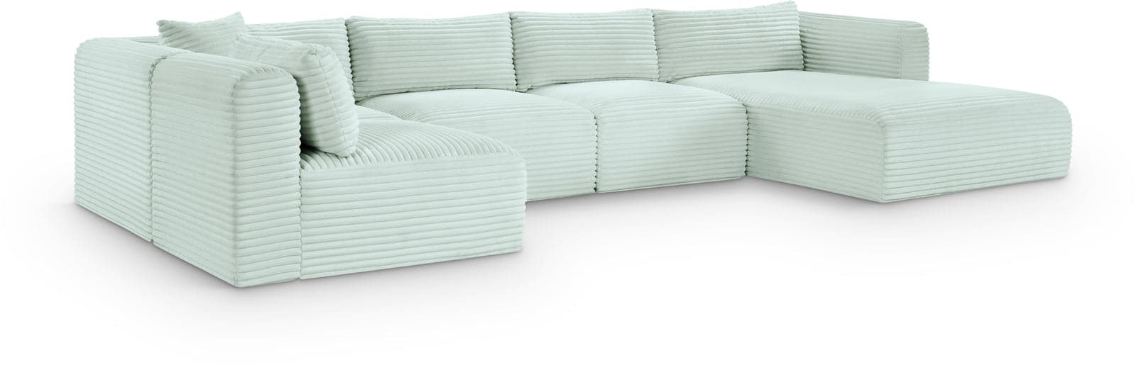 Faye 145" Mint Corduroy Performance Fabric Upholstered Sectional, 5-Piece (Style 2) — Vista 1 (1/3)