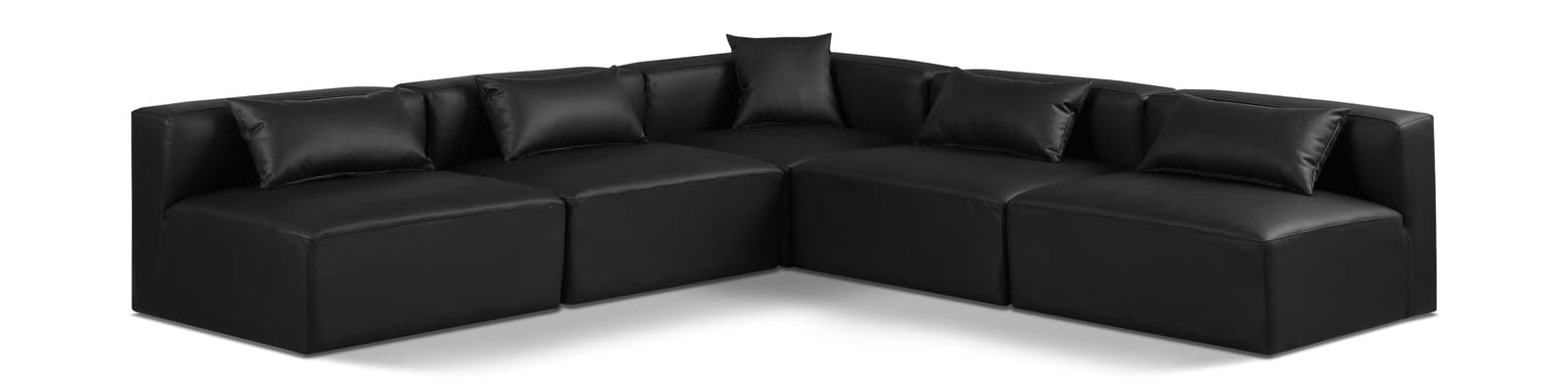 Farrah 108" Black Vegan Leather Upholstered Sectional, 5-Piece — Vista 1 (1/3)
