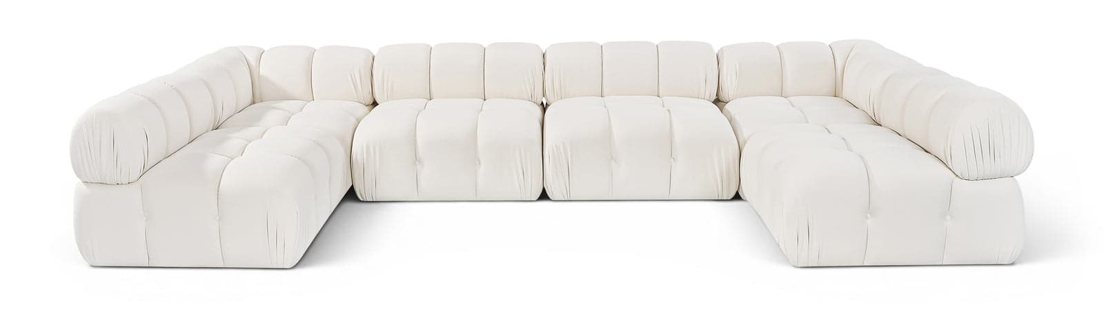 Camden Cream Velvet Performance Fabric Upholstered Sectional, 6-Piece (Style 3) — Vista 1 (1/3)