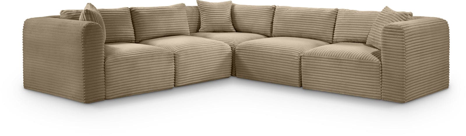 Faye 109" Taupe Corduroy Performance Fabric Upholstered Sectional, 5-Piece — Vista 1 (1/3)