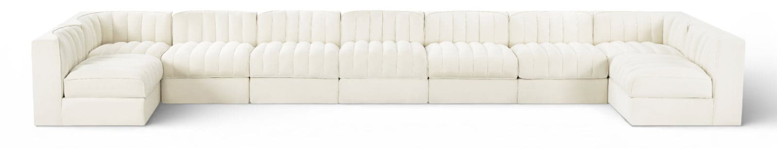 Talia Cream Velvet Performance Fabric Upholstered Sectional, 9-Piece — Vista 1 (1/3)