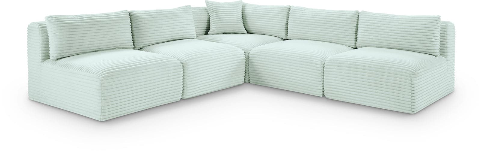 Faye 101" Mint Corduroy Performance Fabric Upholstered Sectional, 5-Piece — Vista 1 (1/3)